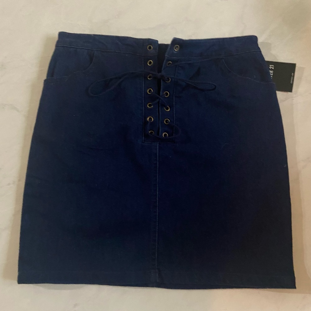 Forever 21 Denim Lace-up Mini Skirt